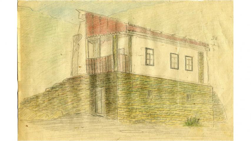 Дом, в котором родился К.Л. Хетагуров. Рис. В. Лакисова. 1946 г.